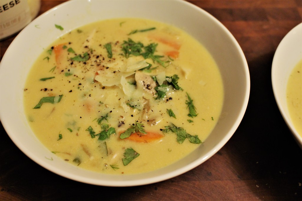 a bowl of chicken and egg soup called chikhirtma